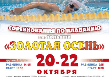 Соревнования г.о. Тольятти по плаванию «Золотая осень»: ИТОГИ